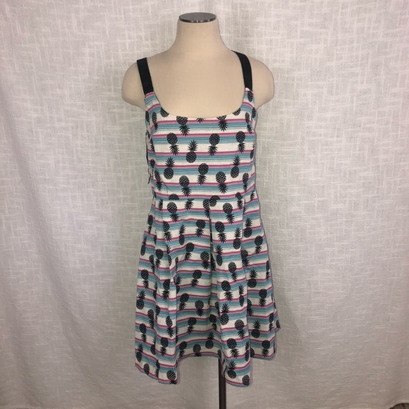 Zara Trafaluc Pineapple Print Dress Sz L - Picture 2 of 6
